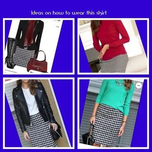 NWT, White House Black Market Houndstooth Black & White Skirt Size 00